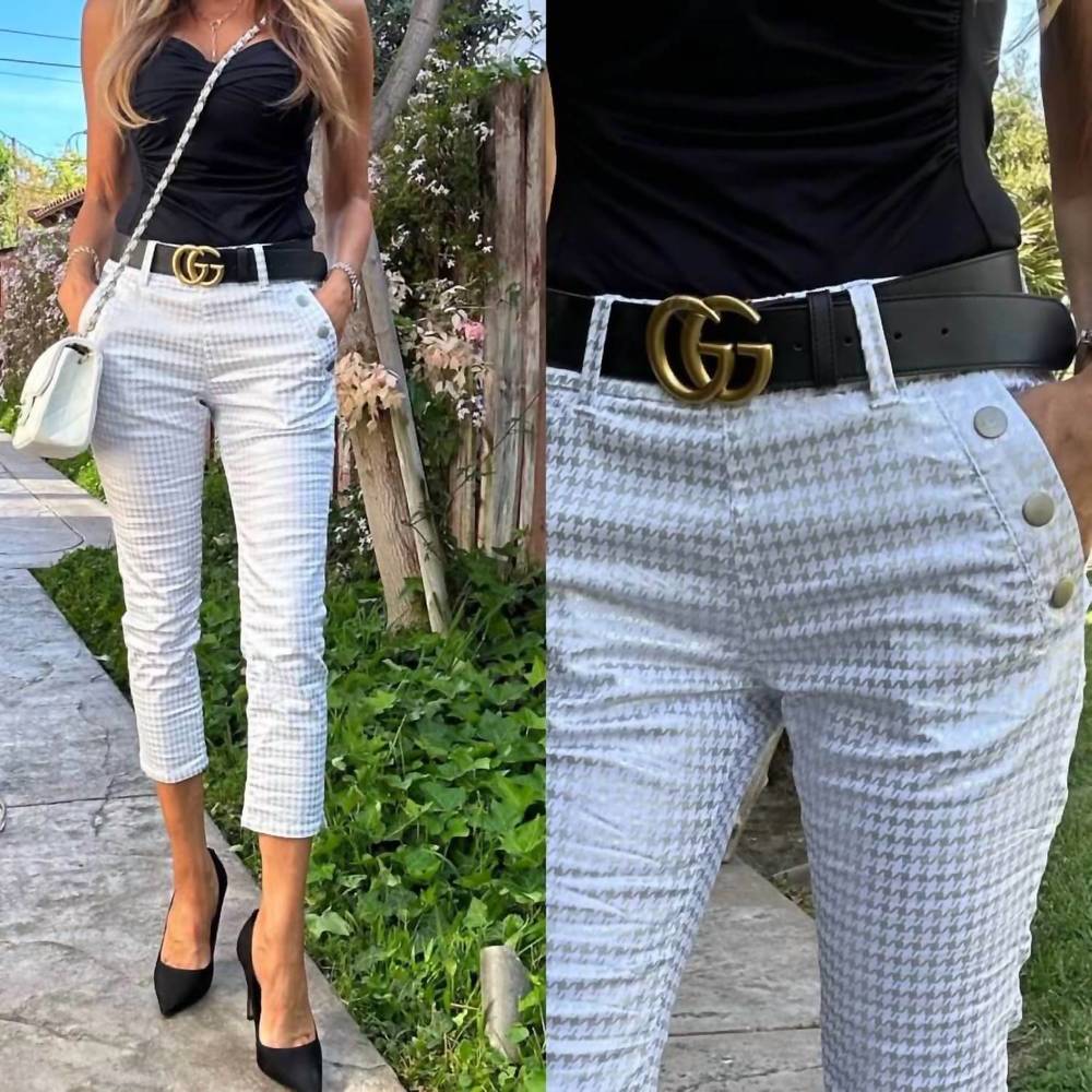 NEW BEVY FLOG dafna button capri pants in silver